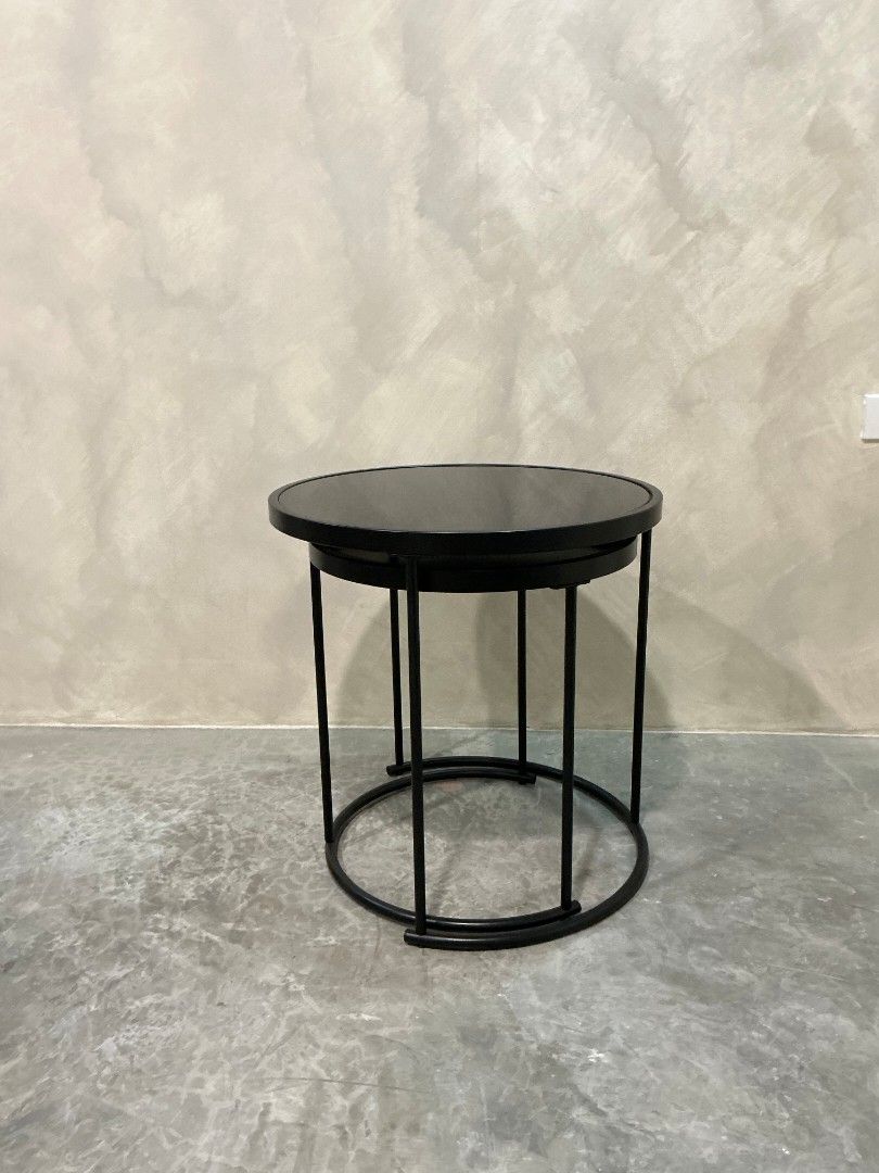 Coffee Table (Category: Tables & Sets) located in Manila. Submitted by jeydeeclutters_ (Listing ID 1422862581, Image 2). Description: Nesting Coffee Table (Set of 2) - space-saving nesting design - sturdy metal frame with glass above - modern, minimalist look - can be used together as a layered coffee table or separately as side/end tables! - original price: 8k - condition: well used but in good condition - buyer will arrange own courier but i ca