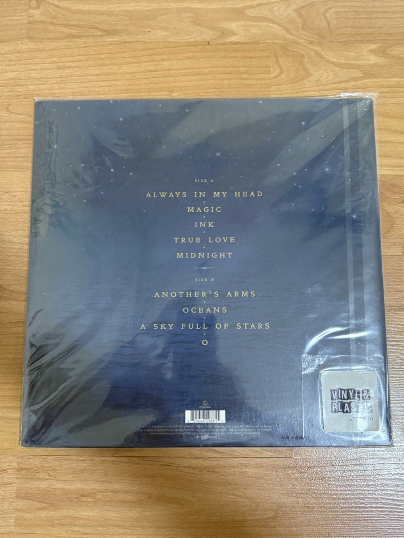 Coldplay Ghost Stories Vinyl Record LP Sealed (Category: Vinyls) located in Manila. Submitted by rkpd1 (Listing ID 1422812905, Image 2). Description: - Coldplay "Ghost Stories" vinyl record - Still sealed in original packaging - Features popular tracks: "Magic", "A Sky Full of Stars", and more - Includes tracklist on the back cover (Side A & B) - Tracklist: Side A: Always in my head Magic Ink True Love Midnight Side B: Another’s Arms Oceans A Sky
