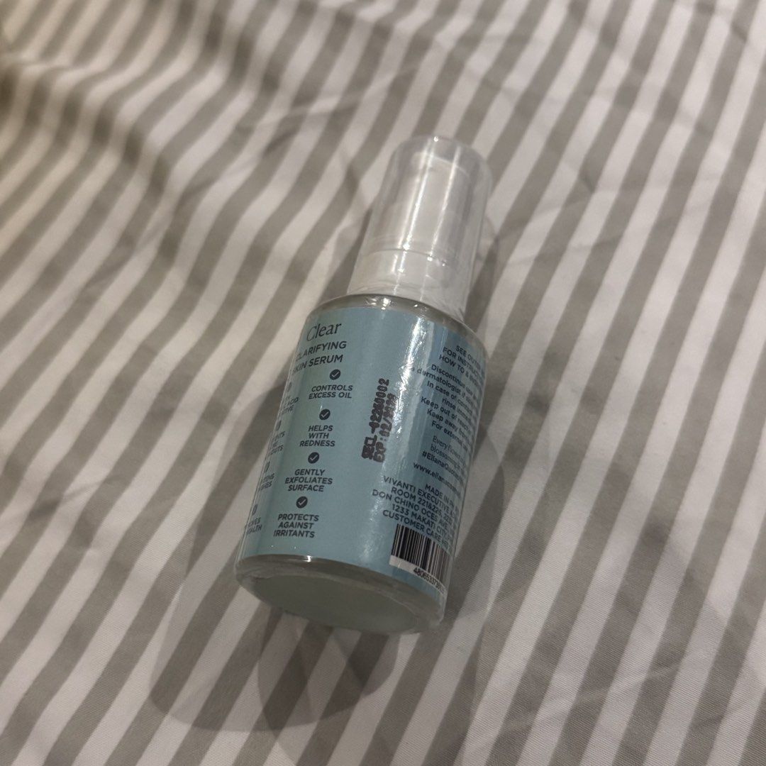Ellana Clear Clarifying Skin Serum (Category: Face Care) located in Taytay. Submitted by wtszoa (Listing ID 1422811176, Image 2). Description: > sealed, never been OPENED > expiration date: 2028 > ₱200 each loc: qc mop: gcash maya seabank.