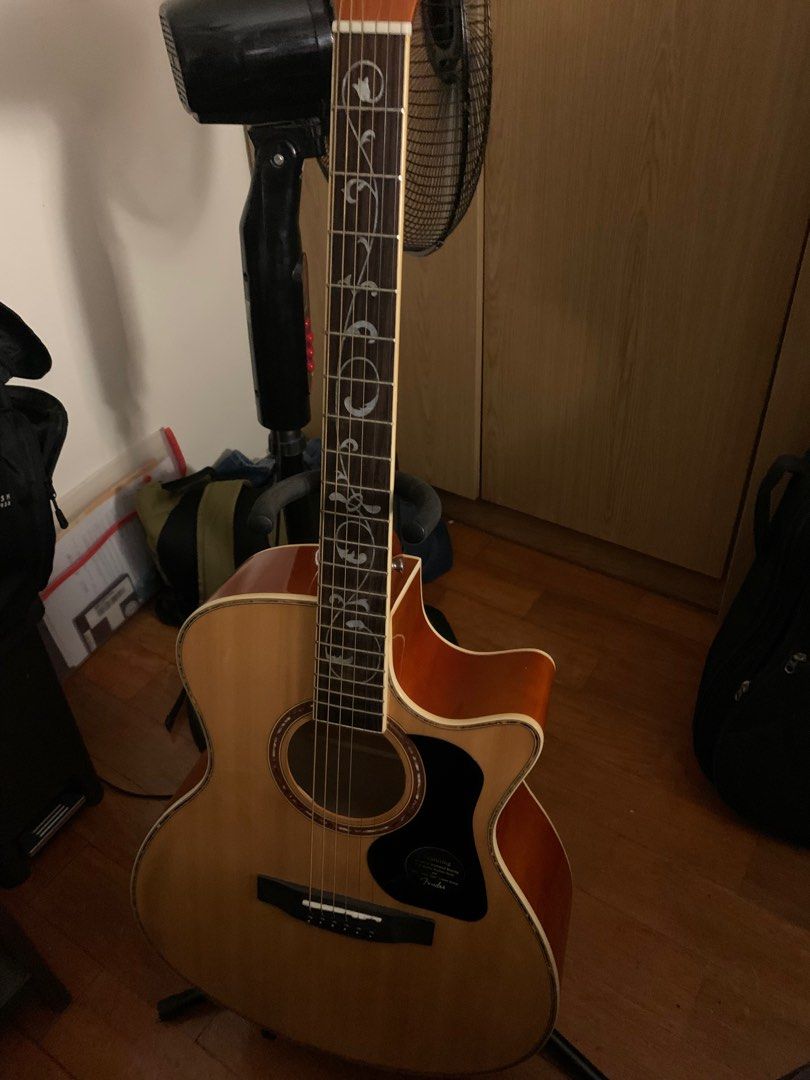 Fender A120 Acoustic Guitar with EQ (Category: Musical Instruments) located in Taguig. Submitted by saistars (Listing ID 1422856306, Image 2). Description: Fender A120 Acoustic Guitar with EQ Comes with many accessories: Padded bag premium copper strings (2 sets left) 2 sets of Fender strings Fender guitar Strap Capo Guitar picks and pick case issue: see pics dm for more info.