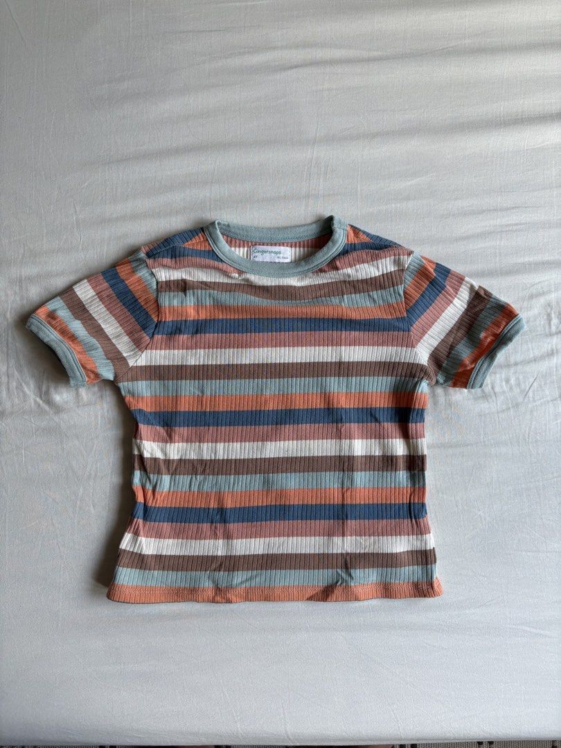 GINGERSNAPS Lewis Ribbed Tee 6Y (Multicolor) (Category: Babies & Kids Fashion) located in Pasig City. Submitted by dijos (Listing ID 1422741542, Image 1). Description: GINGERSNAPS Lewis Ribbed Tee Size: 6Y on tag (105-116cm) Quality: Like new (used around 5 times, no issues) Color: Multicolor pastel Last photo for reference. Best fit for 3-4yo since Gingersnaps sizing is small!.