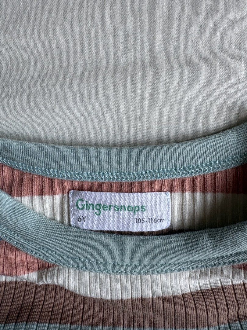 GINGERSNAPS Lewis Ribbed Tee 6Y (Multicolor) (Category: Babies & Kids Fashion) located in Pasig City. Submitted by dijos (Listing ID 1422741542, Image 3). Description: GINGERSNAPS Lewis Ribbed Tee Size: 6Y on tag (105-116cm) Quality: Like new (used around 5 times, no issues) Color: Multicolor pastel Last photo for reference. Best fit for 3-4yo since Gingersnaps sizing is small!.