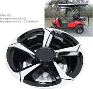 Golf Cart Wheel Covers (Category: Golf) located in Quezon City. Submitted by cuiquesuum (Listing ID 1422779411, Image 2). Description: 8-inch 5-spoke golf cart wheel cover hub cap set. * Made from high-strength, impact-resistant ABS plastic. * Includes 4 hub caps and an installation manual. * Designed for easy installation, typically taking about 10 minutes. * Compatible with most golf cart models, including Club Car, EZGO, and Yamaha, featuring 
