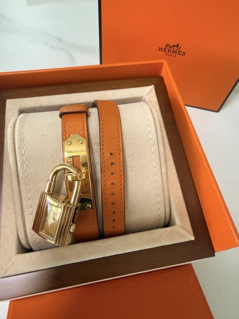 Hermès Kelly Watch - Gold & Orange, Luxury, Watches on Carousell display picture 1