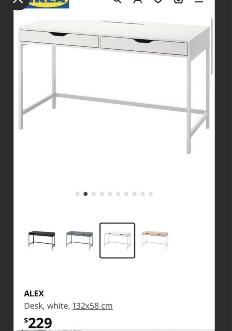 IKEA ALEX Desk - White, Furniture & Home Living, Furniture, Tables ...