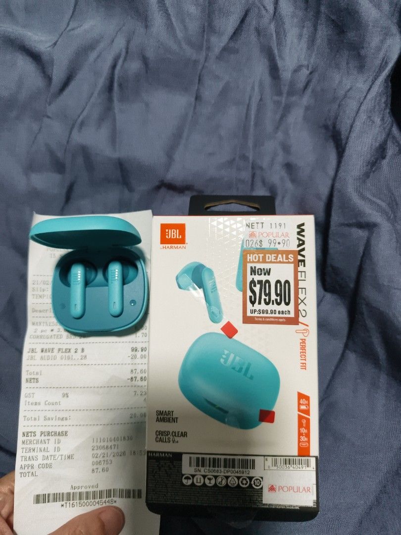 JBL Wave Flex 2 True Wireless Earbuds - Brand New