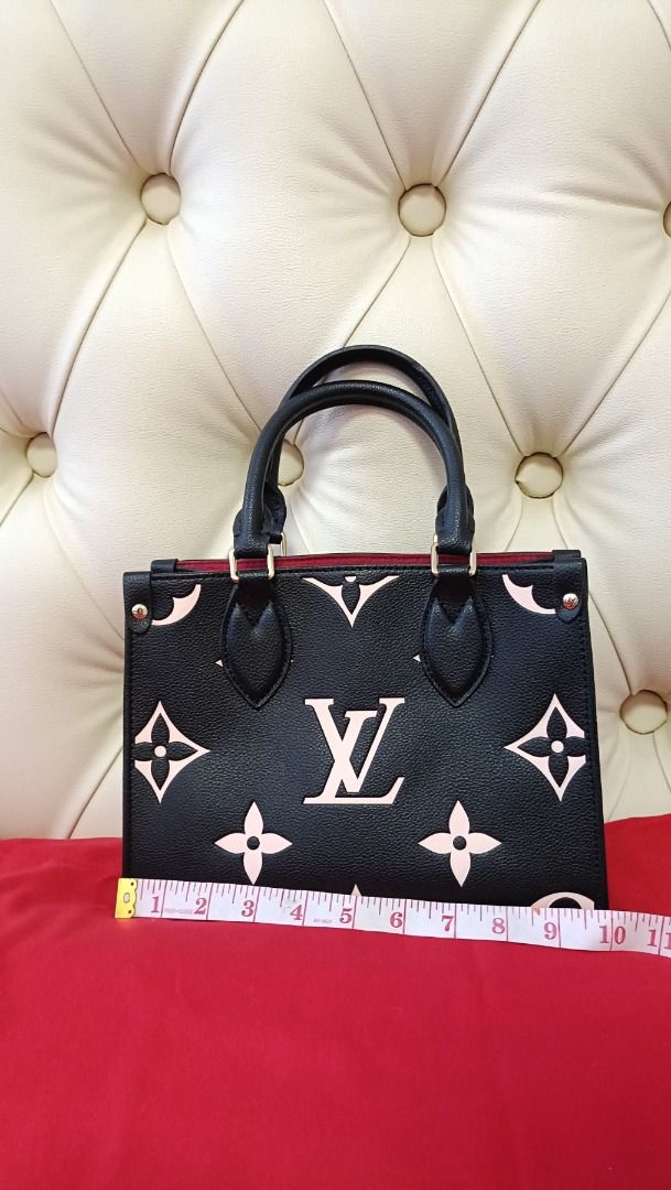 Louis Vuitton OnTheGo PM Black Pink (Category: Luxury Bags & Wallets) located in Cebu City. Submitted by erlacoleccion (Listing ID 1422760830, Image 3). Description: - Louis Vuitton OnTheGo PM handbag -Japan Surplus - Black exterior with pink monogram print - Two top handles - Detachable shoulder strap - Red interior lining - Gold-tone hardware - Stylish and versatile design.