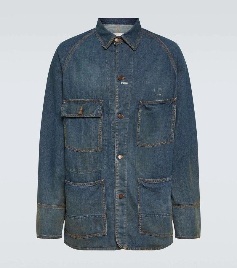 Maison Margiela Denim overshirt Jacket with Multiple Pockets (Category: Luxury Apparel) located in Taguig. Submitted by nextflip (Listing ID 1422757916, Image 1). Description: - Classic denim jacket - Multiple pockets - Button-down front and cuffs - Collared neckline - Regular fit - Signature design on the back like new cut tags 22 x 29.5.