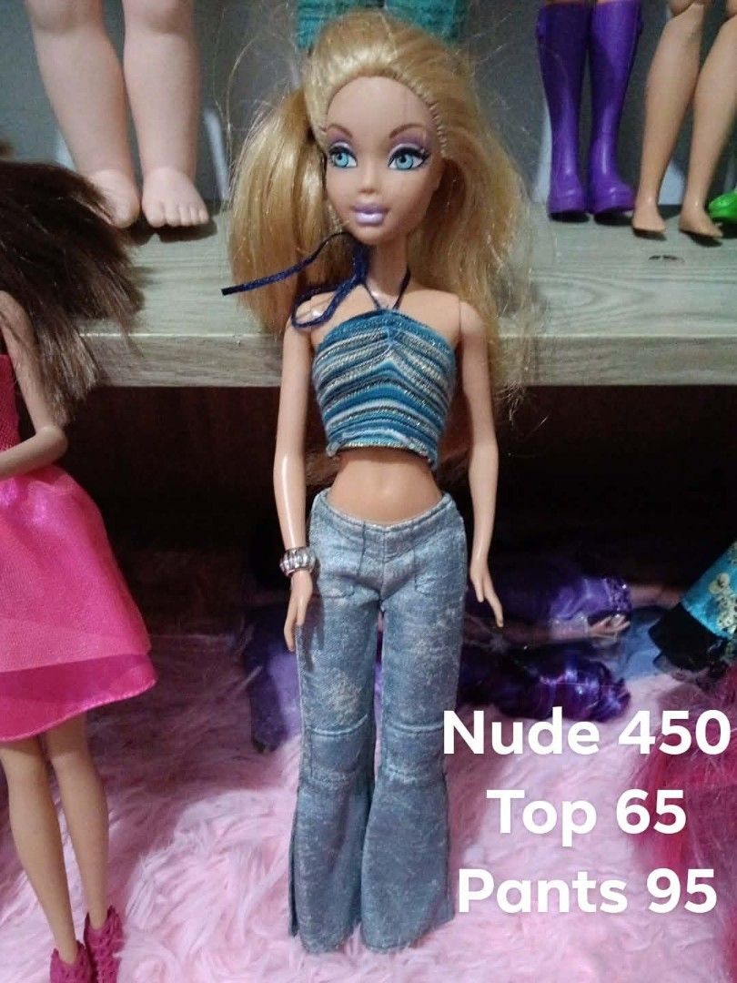 My Scene Doll with Outfit (Category: Kids Toys) located in Angono. Submitted by lala_tan (Listing ID 1422755204, Image 1). Description: - My Scene doll - Outfit: Blue and white striped halter top and denim pants - Features: Blonde hair, blue eyes, bracelet - Condition: Good.