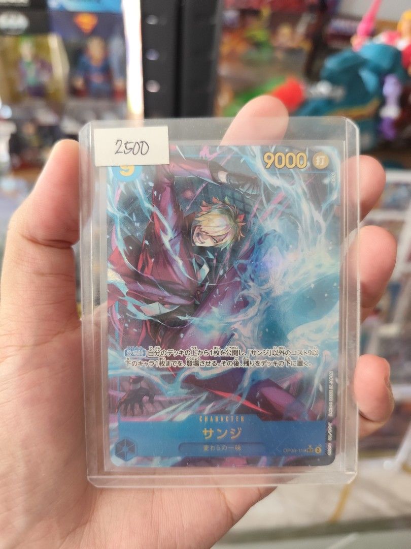 One Piece Card Game - Sanji (Category: Raw Singles) located in Santa Ana. Submitted by ellia0929 (Listing ID 1422765573, Image 1). Description: - Sanji character card from the One Piece Card Game - Power: 9000 - Price: ₱2500 - Card is in a protective sleeve ❌ NO TO JOY RESERVERS ❌ STRICTLY NO COD 🚚 LBC or J&T - COP, DOOR TO DOOR DELIVERY, LALAMOVE WITHIN PAMPANGA AREA ONLY ✅ PAYMENT FIRST, SF CARE OF BUYER 💰 MOP - GCASH , MAYA, GOTYME, Bank Tra