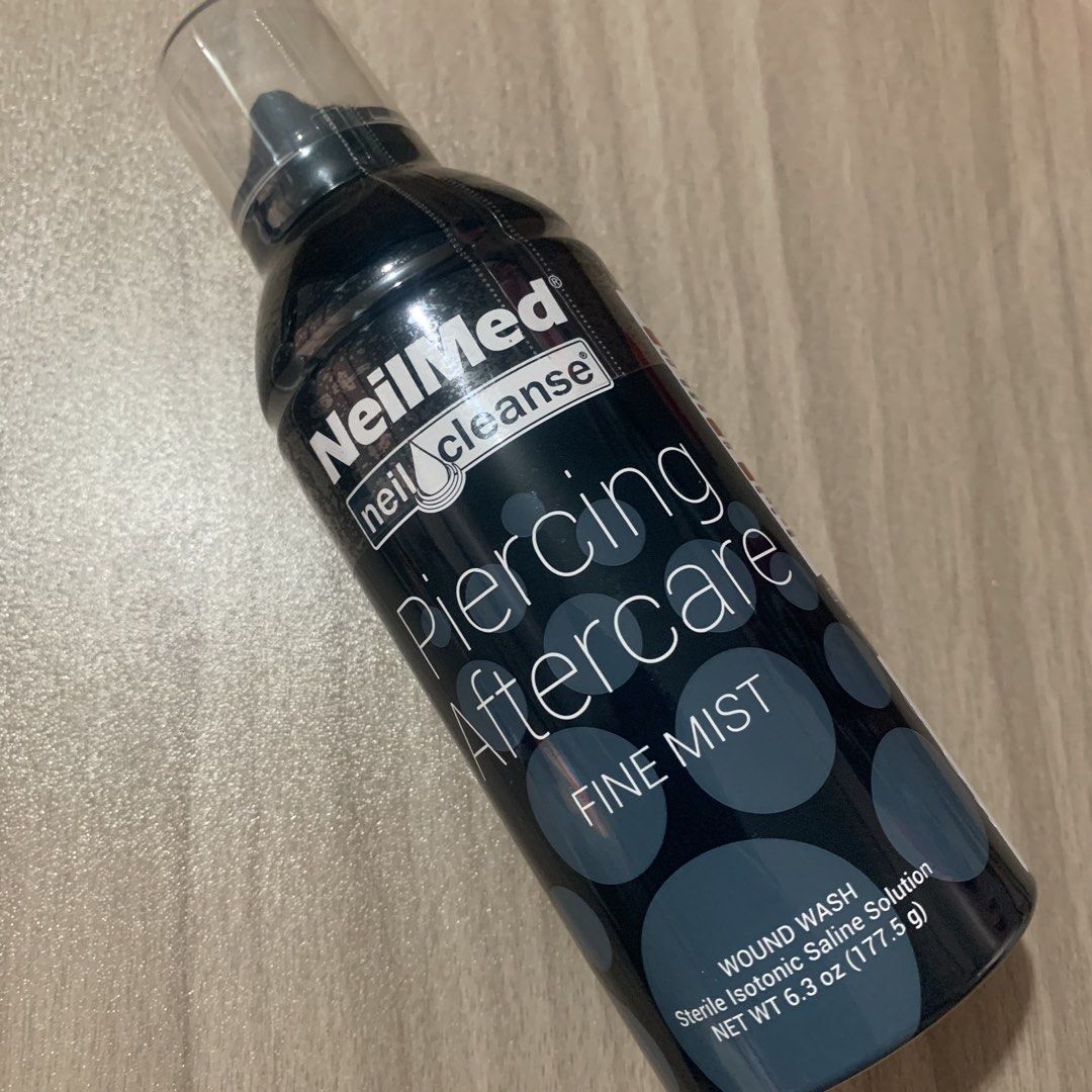 ORIGINAL NeilMed Piercing Aftercare Fine Mist (Category: Earrings) located in Manila. Submitted by moonforjk (Listing ID 1422745018, Image 1). Description: NeilMed Piercing Aftercare Fine Mist is a sterile isotonic saline solution for piercing aftercare. It comes in a 6.3 oz (177.5 g) bottle. Expiration: 2029. Delivered from JAPAN. RFS: Nasobrahan sa order. Selling it ng mas lower sa original price I got. .