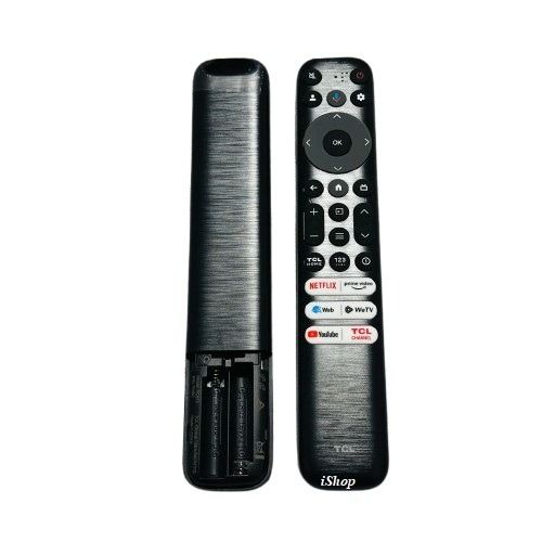 ORIGINAL REMOTE Control RC813 with voice command FOR TCL SMART,ANDROID and GOOGLE TV (Category: TV Parts & Accessories) located in Manila. Submitted by ishop.ishop (Listing ID 1422818896, Image 3). Description: - Genuine TCL RC813 Remote Control - Dedicated buttons for Netflix, Prime Video, Web, WeTV, YouTube, and TCL Channel - Textured finish for better grip - Includes all standard navigation and volume controls - Requires 2 AAA batteries (not i
