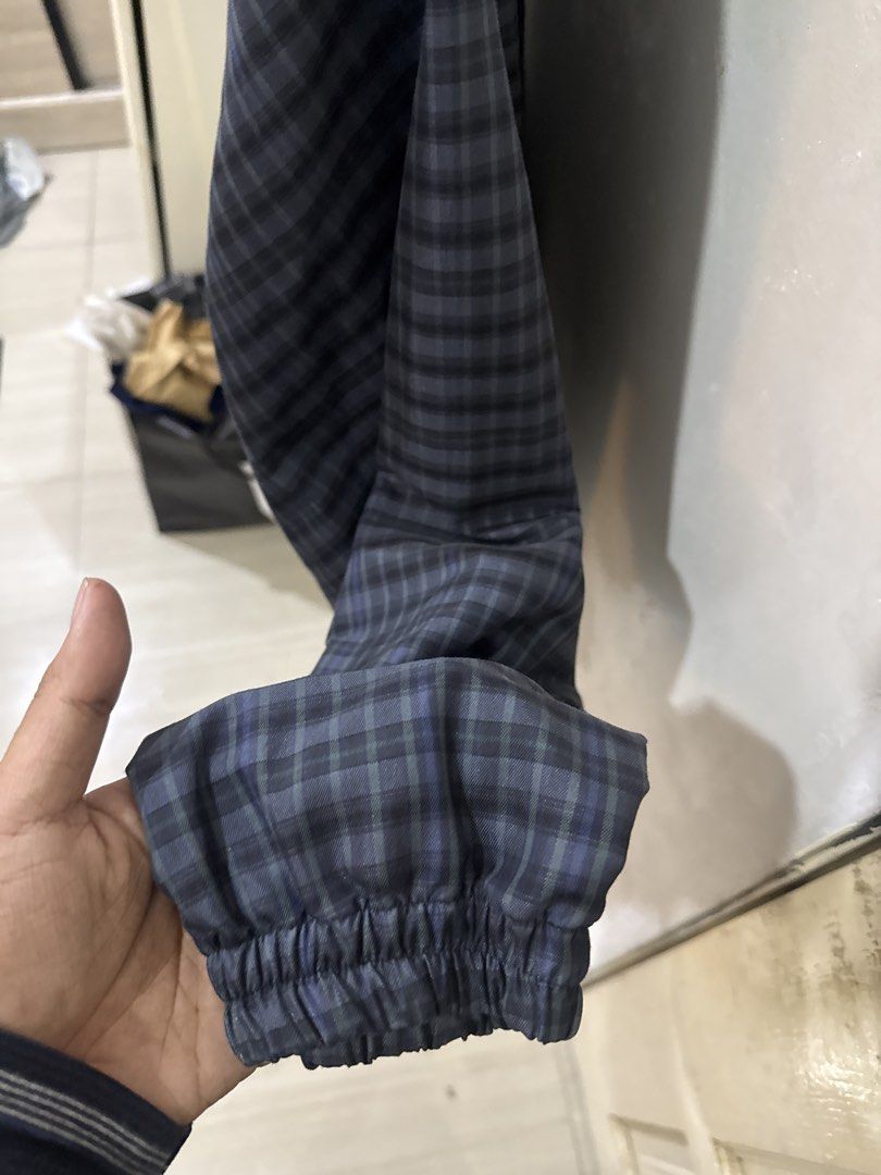 Plaid Pattern Jacket (Category: Coats, Jackets and Outerwear) located in Kapar. Submitted by keshikapar (Listing ID 1422861391, Image 3). Description: - Blue and black plaid pattern - Full zipper closure - Two front pockets - Elastic cuffs and hem - Stand-up collar - Lightweight design - Great for layering - pit 21 Labuh 26.