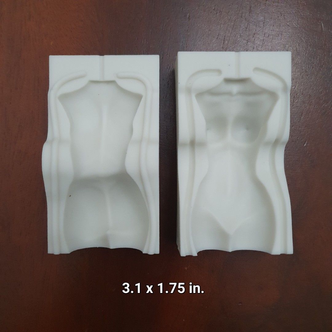 Silicone Body Candle Mold (Category: Bakeware) located in Paranaque City. Submitted by cobien (Listing ID 1422716705, Image 1). Description: Listing is for a silicone mold for making body-shaped soaps or candles. The mold creates a detailed torso shape. It measures 3.1 x 1.75 inches..