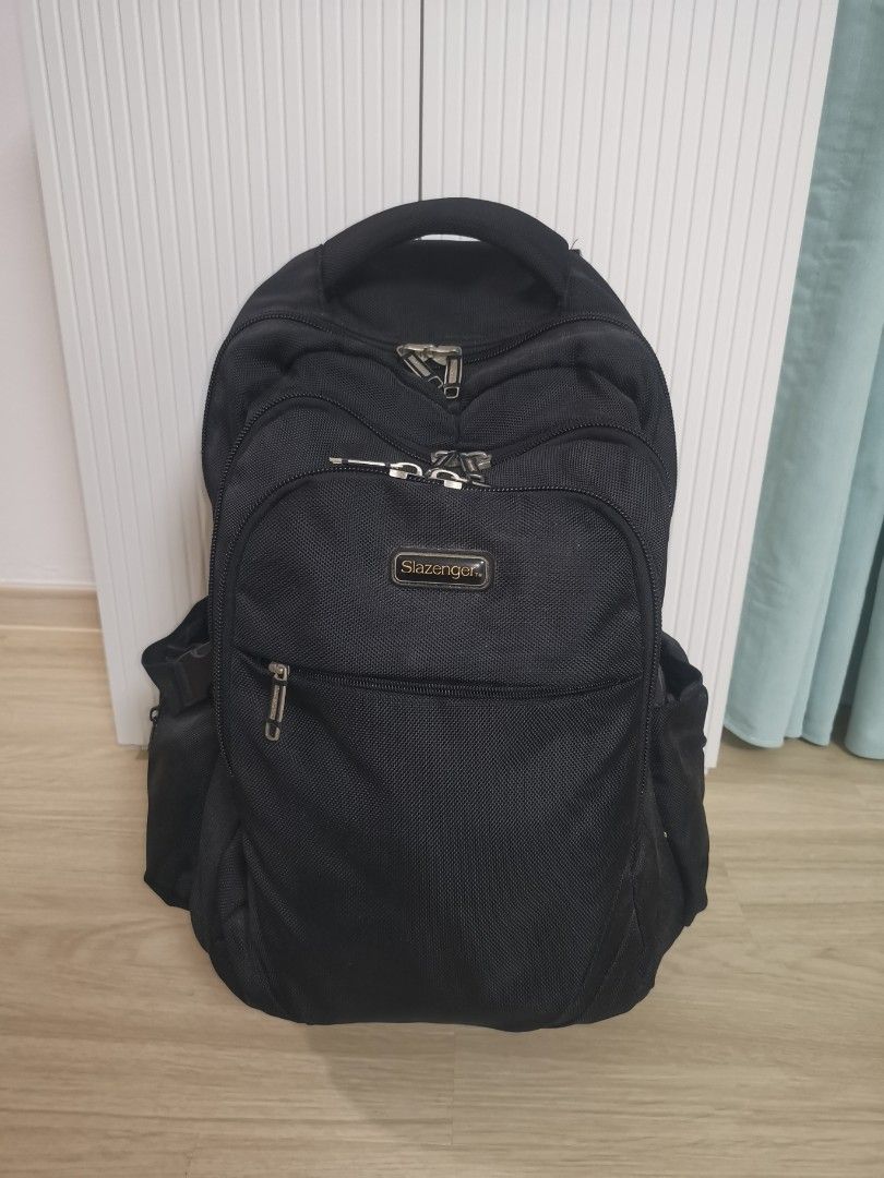 Slazenger Rolling Backpack - Black, computer bag, Men's Fashion, Bags ...