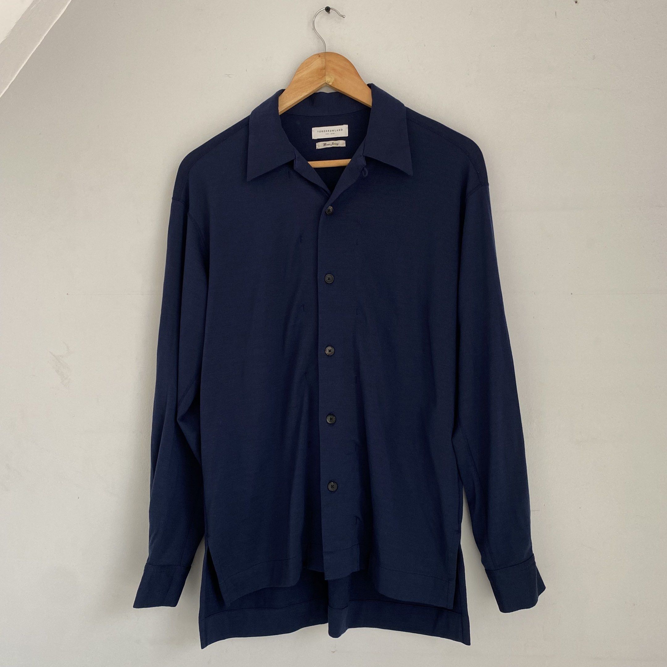 Tomorrowland Woven Jersey Wool Shirt (Category: Tshirts & Polo Shirts ) located in Quezon City. Submitted by workwearboy (Listing ID 1422748895, Image 2). Description: Size: XS fits Medium Condition: 10/10 Material: 90% Wool, 10% Nylon Dimensions Width: 21” Length: 30.5” Sleeves: 22” Shoulder: 20”.