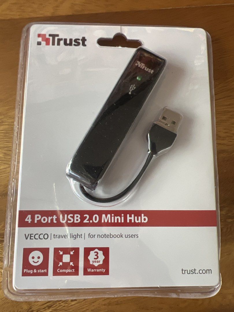 Trust USB HUB (Category: Computer Parts) located in Taguig. Submitted by joe.olx (Listing ID 1422781348, Image 1). Description: - Trust 4-Port USB 2.0 Mini Hub - Compact design, ideal for travel - 4 USB 2.0 ports - Plug and play functionality - Suitable for notebook users - Includes 3-year warranty - Brand new, in original packaging.