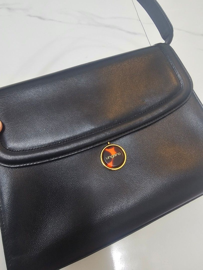 Ungaro Black Handbag (Category: Luxury Bags & Wallets) located in Las Pinas. Submitted by vanpru (Listing ID 1422821716, Image 2). Description: authentic ungaro two way bag. very good condition. rfs: decluttering.