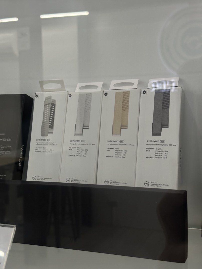 Whoop band and accessories (Category: Samsung) located in Pasig City. Submitted by techpartnerph (Listing ID 1422749868, Image 2). Description: Whoop 5.0 SportFlex Band - Gravity ₱ 4,250.00 Whoop 5.0 SportFlex Band - Rush ₱ 4,250.00 Whoop 5.0 SuperKnit Band - Aurora ₱ 3,750.00 Whoop 5.0 SuperKnit Band - Dune ₱ 3,750.00 Whoop 5.0 SuperKnit Band - Emerald ₱ 3,750.00 Whoop 5.0 SuperKnit Band - Forest ₱ 3,750.00 Whoop 5.0 SuperKnit Band - Graphite ₱ 