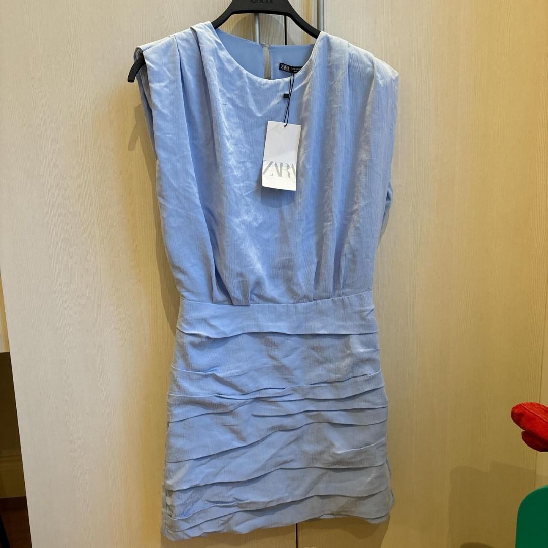 Zara Shoulder Pad Mini Dress - Blue (Category: Dresses) located in Caloocan City. Submitted by dorbueittus (Listing ID 1422772856, Image 1). Description: - Zara mini dress - Size M - Light blue color - Stylish shoulder pad design - Flattering ruched skirt - Made in Morocco - New with tag - Ideal for a night out or special events.