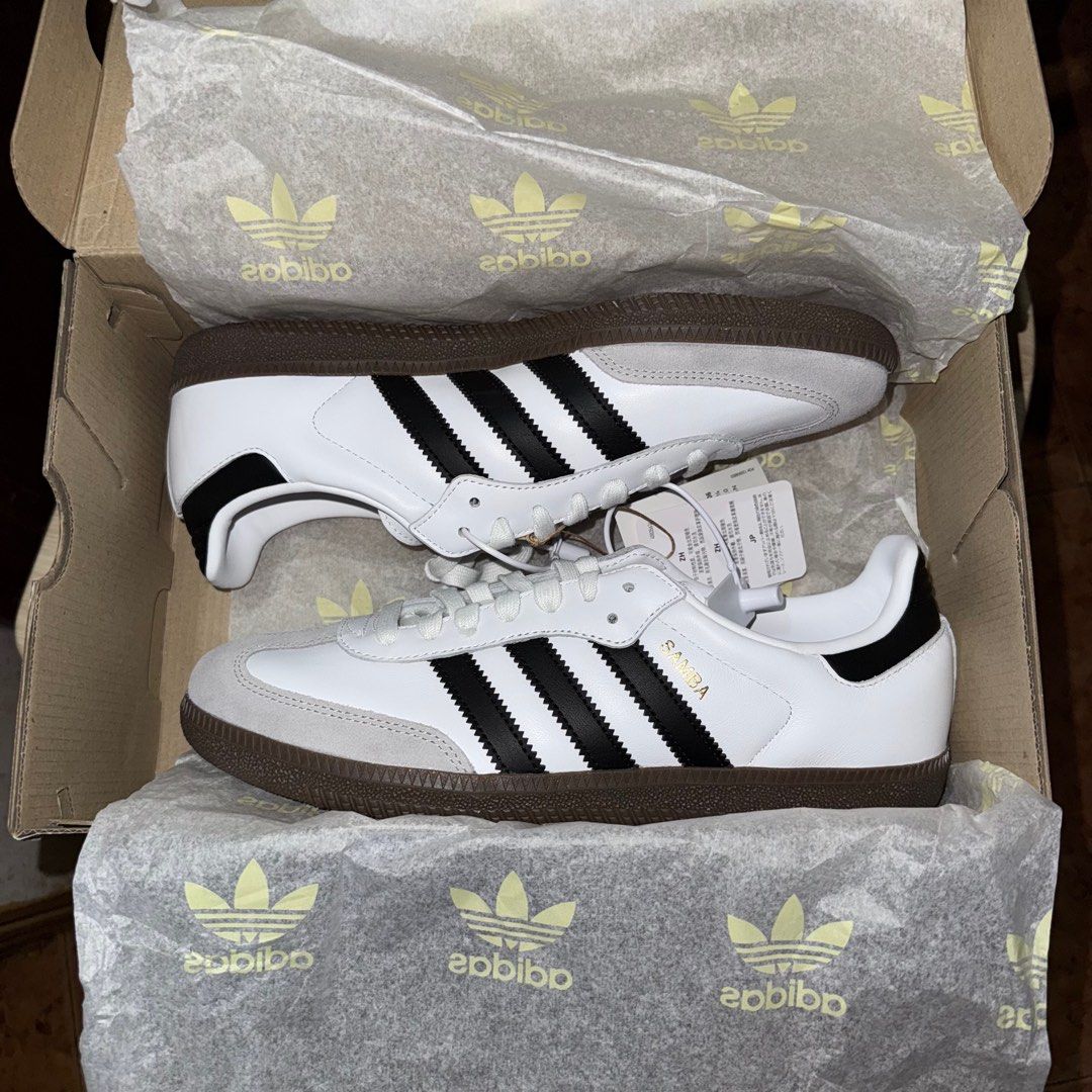 Adidas Samba OG "Cloud White" (CLEARANCE SALE) (Category: Sneakers) located in Cebu City. Submitted by blb-swoosh (Listing ID 1423031213, Image 3). Description: - Adidas Samba sneakers - White with black stripes - Gum sole - Adidas logo on tongue and side - Unworn condition - Includes original box and tags - Sizes 7.5/8/8.5 US Womens Size 7.5 US Mens - Brand new - Legit / Authentic 100% - Below Retail (6,800) ❌ Now it's 4,000 only ✅ Dm me Cebu 📍