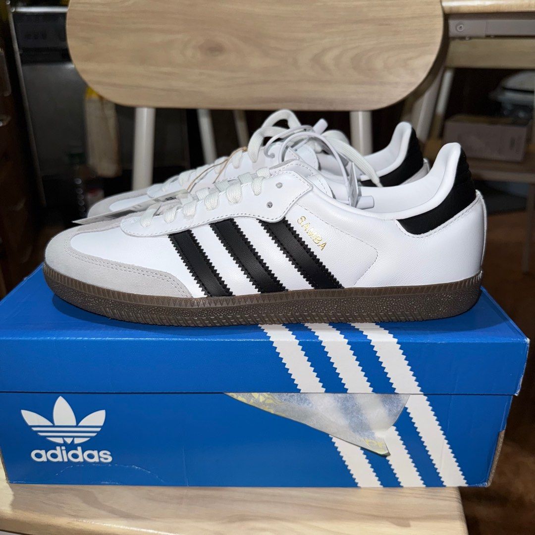 Adidas Samba OG "Cloud White" (CLEARANCE SALE) (Category: Sneakers) located in Cebu City. Submitted by blb-swoosh (Listing ID 1423031213, Image 2). Description: - Adidas Samba sneakers - White with black stripes - Gum sole - Adidas logo on tongue and side - Unworn condition - Includes original box and tags - Sizes 7.5/8/8.5 US Womens Size 7.5 US Mens - Brand new - Legit / Authentic 100% - Below Retail (6,800) ❌ Now it's 4,000 only ✅ Dm me Cebu 📍