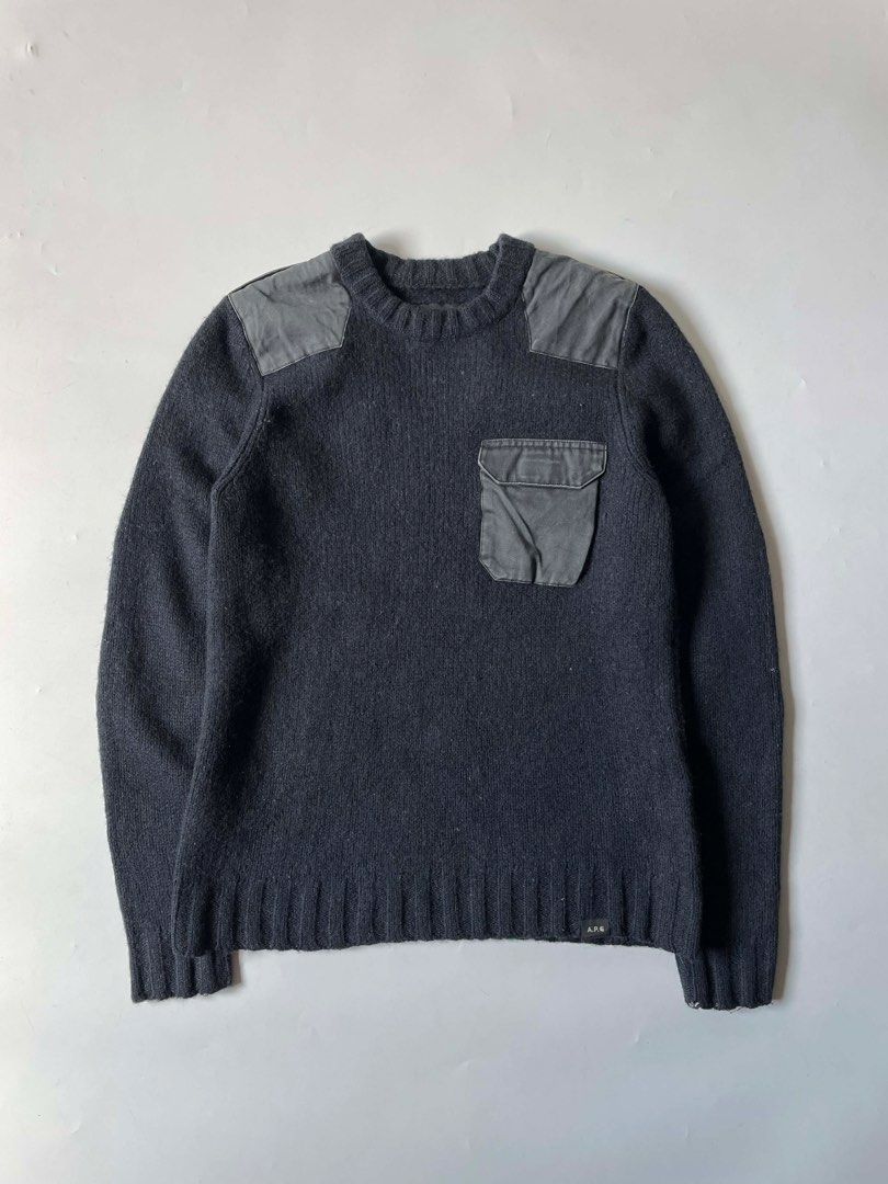 A.P.C. x Carhartt Commando Sweater (Category: Coats, Jackets and Outerwear) located in Baguio. Submitted by themgarbage (Listing ID 1423061436, Image 1). Description: Condition: Great Size tagged: S Width: 17 Length: 25 Shoulder: 14 Sleeve: 24.5.