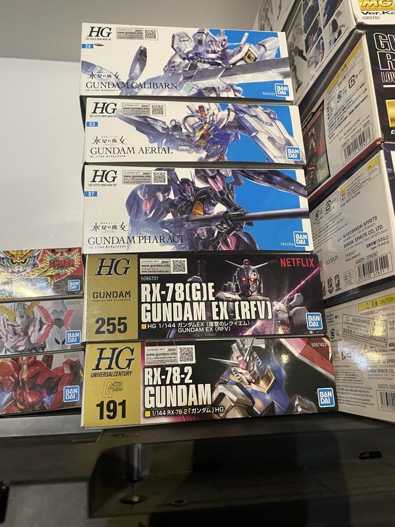 Bandai gundam hg kits built (Category: Gundam & Model Kits) located in Manila. Submitted by marvychan (Listing ID 1423034180, Image 2). Description: PRICES: Hg Aerial: ₱700 Hg Pharact : ₱900 Hg Calibarn : ₱900 Hg rx 78-2 : ₱500 Hg rx 78 gundam ex : SOLD If Take all : 2700 (with free action base #4) All prices are negotiable since priority mabenta All of them come with their boxes along with their runners inside the boxes Some kits have issues or 