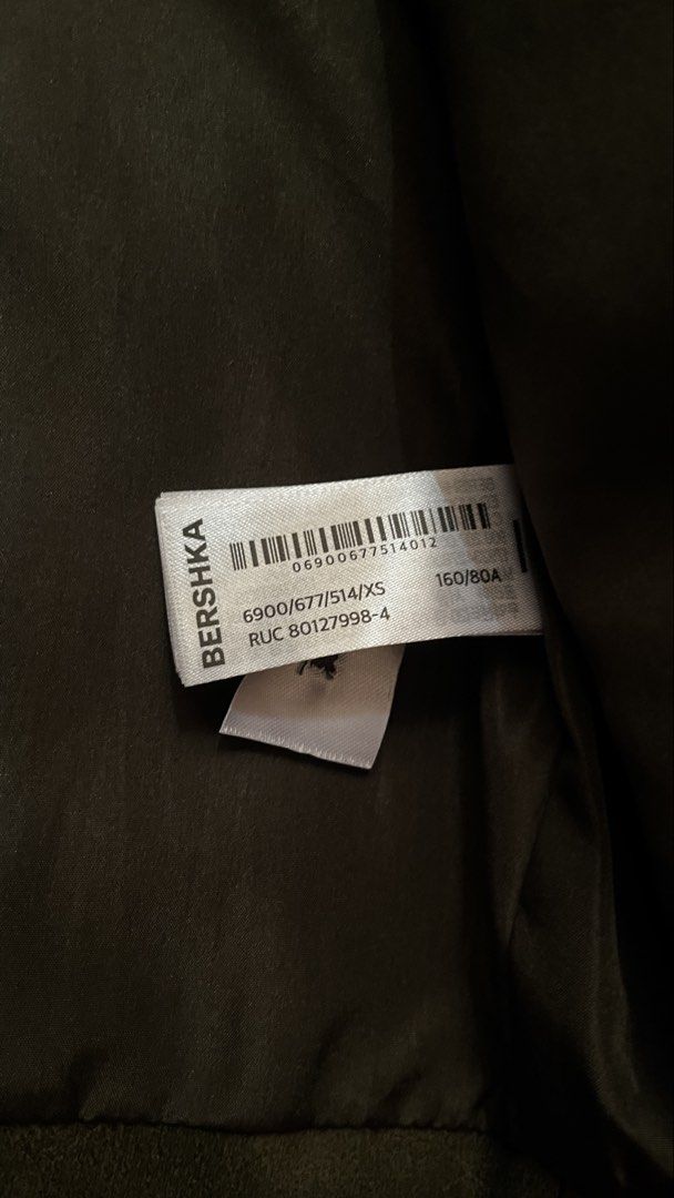 Bershka Faux Leather Jacket XS (Category: Coats, Jackets and Outerwear) located in Kawit. Submitted by cansitcanton (Listing ID 1422960404, Image 3). Description: BRAND NEW WITH TAGS - Bershka faux leather jacket - Size: XS - Color: Black - Design: Double-breasted with belt - Features: Collared neckline - Price Tag: 3595 PHP.