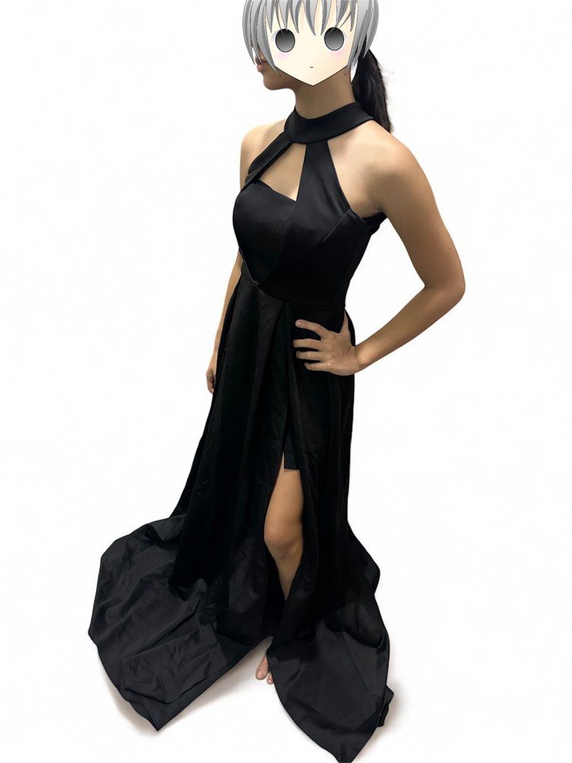 Black Halter Neck Maxi Dress (Category: Dresses) located in Manila. Submitted by AngelResty (Listing ID 1422999631, Image 3). Description: - Black long gown - Halter neck design - Keyhole detail - High slit - Sleeveless .
