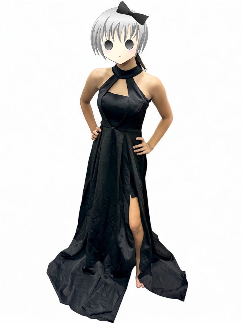 Black Halter Neck Maxi Dress (Category: Dresses) located in Manila. Submitted by AngelResty (Listing ID 1422999631, Image 2). Description: - Black long gown - Halter neck design - Keyhole detail - High slit - Sleeveless .