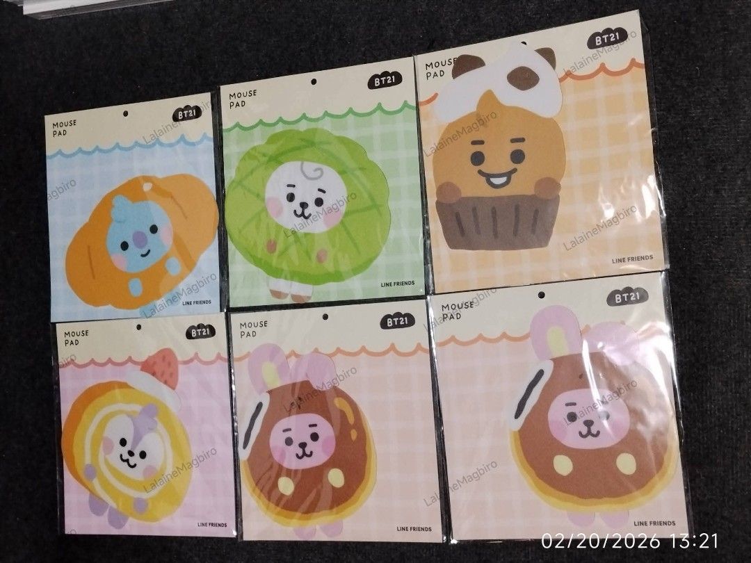 BT21 Baby Bakery Mouse Pad (Category: Mouse & Mousepads) located in Bulacan. Submitted by enialalx (Listing ID 1423064523, Image 1). Description: BT21 Baby Bakery Mouse Pad 💸 ₱350 ea PH onhand Koya - 1 RJ - 1 Shooky - 1 Mang - 1 Cooky - 2.