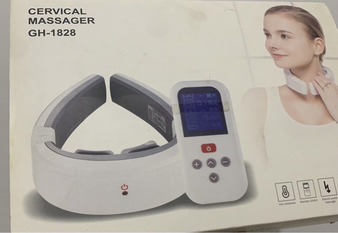 Cervical Massager GH-1828 (Category: Massage Devices) located in Quezon City. Submitted by andrea11171999 (Listing ID 1423007045, Image 1). Description: - GH-1828 Cervical Massager - Hot compress function - Electric pulse massage - Remote control included - Comfortable neck-worn design - Easy-to-use control panel - Elegant white color.