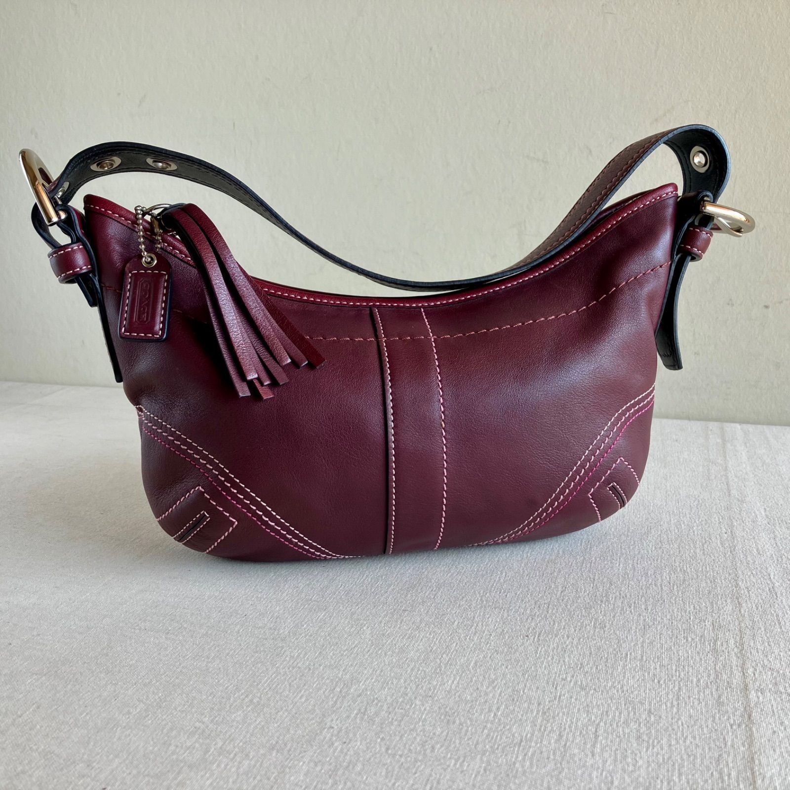 COACH Vintage Soho Mini Hobo Bag Canvas Leather 15cmx24cmx8cm 