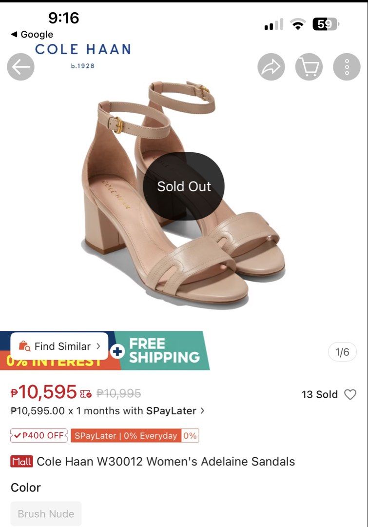 Cole Haan Adeline Sandals (Category: Flats & Sandals) located in Paranaque City. Submitted by amberprelovedstuff (Listing ID 1423005118, Image 3). Description: -Cole Haan Adeline sandals - Brush LTR material - Size 6.5 B - Nude/beige color - Block heel and ankle strap - Worn but still in good condition - Comes with original box.