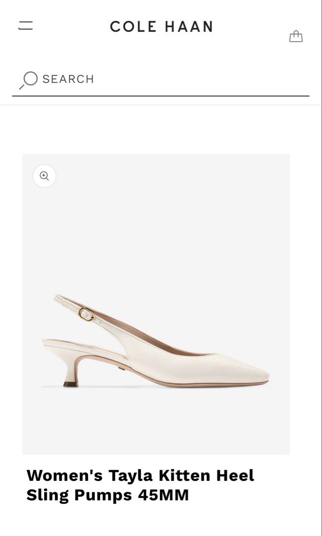 Cole Haan Tayla Kit Sling Pump - Ivory (Category: Heels) located in Paranaque City. Submitted by amberprelovedstuff (Listing ID 1423006257, Image 2). Description: - Cole Haan Tayla Kit Sling Pumps -Bought for 16k - Color: Ivory - Size: 6.5 B - Design: Slingback with kitten heel - Material: Ivory nappa leather - Heel Height: 45mm - Includes original box - Model Number: W31102.