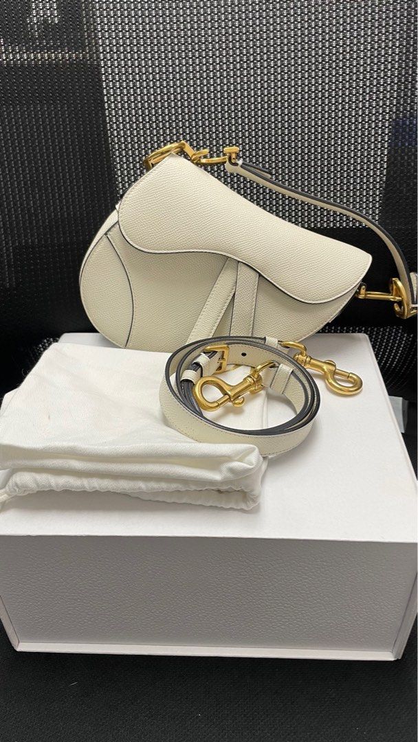 DIOR Saddle Mini white leather bag (Category: Luxury Bags & Wallets) located in Manila. Submitted by luxemax_09 (Listing ID 1422944455, Image 2). Description: .