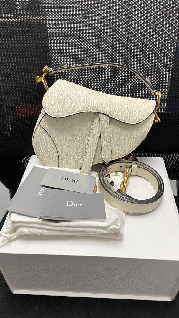DIOR Saddle Mini white leather bag (Category: Luxury Bags & Wallets) located in Manila. Submitted by luxemax_09 (Listing ID 1422944455, Image 1). Description: .
