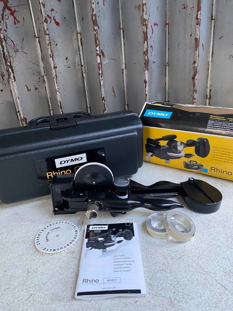 DYMO Rhino metal tape embosser set (Category: Construction Tools & Equipment) located in Manila. Submitted by joeyroque09 (Listing ID 1422998938, Image 2). Description: DYMO Rhino metal tape embosser set.