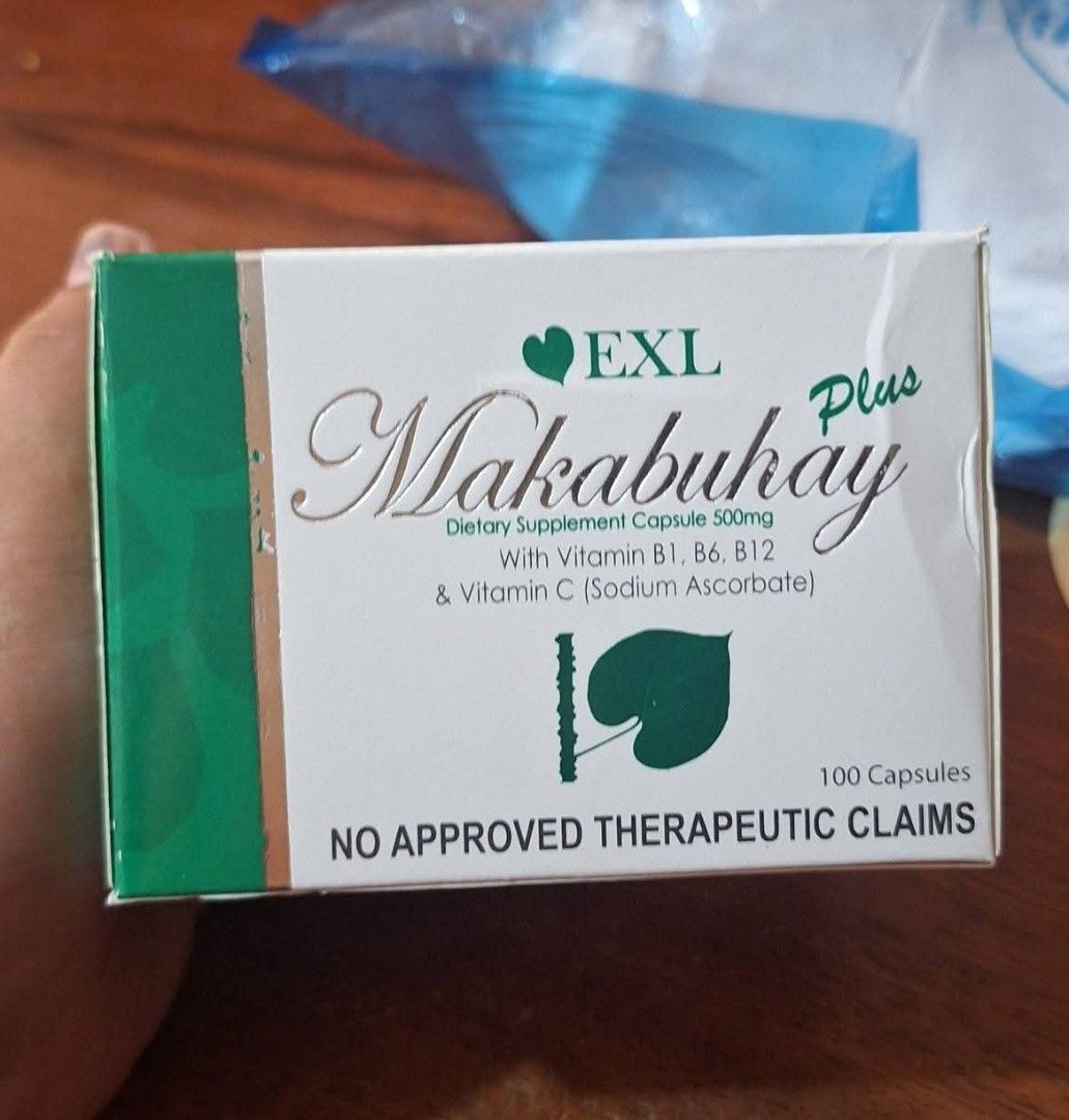 EXL Makabuhav Dietarv Supplement 100's (Category: Health Food, Drinks & Tonics) located in Manila. Submitted by chavezmade78698 (Listing ID 1422916211, Image 1). Description: - EXL Makabuhay Dietarv Supplement - 100 Capsules - Contains Vitamin B1, B6, B12, and Vitamin C (Sodium Ascorbate).