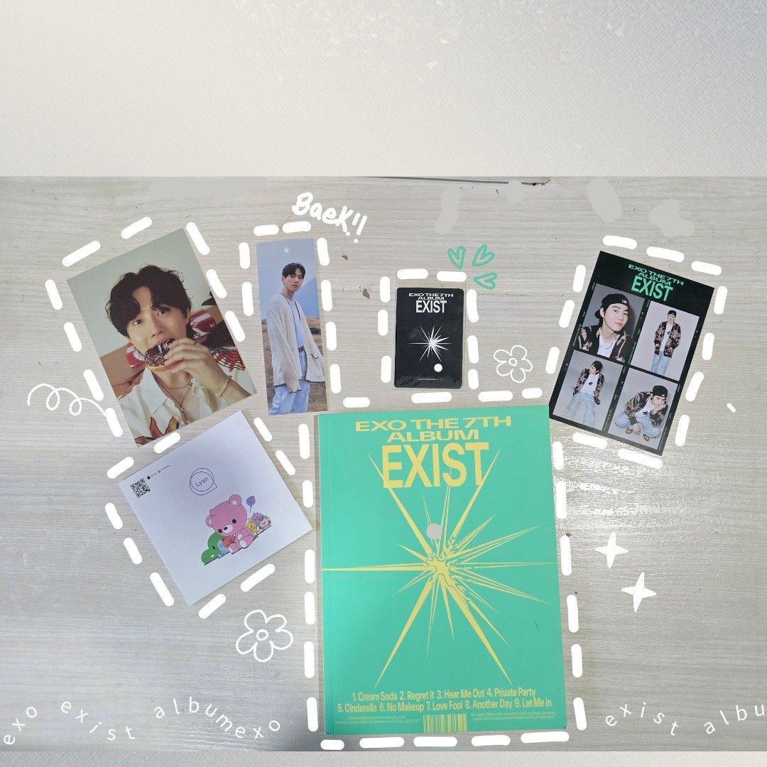 EXO EXIST Album (unsealed) (Category: K-Wave Merchandise) located in Taytay. Submitted by ecxds (Listing ID 1422957467, Image 1). Description: - EXO EXIST album available - Includes album, photocards, and a free poster - In original packaging - Ready to ship.
