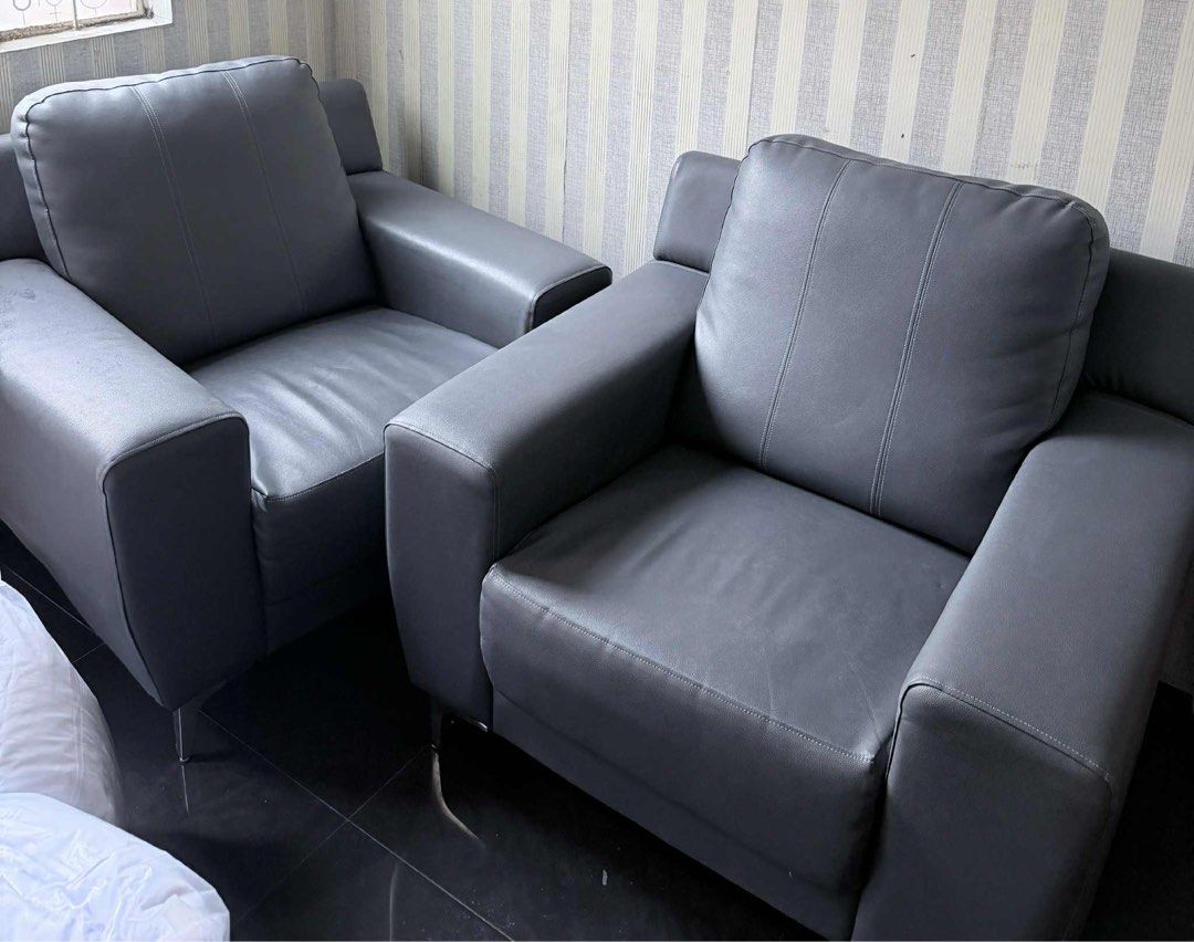 FOR SALE: 3-Seater Leather-Type Sofa + 2 Single Seaters (Category: Sofas) located in Manila. Submitted by gertrude.com (Listing ID 1423006114, Image 2). Description: Selling a 3-seater leather-type sofa with 2 matching single seats — all in good condition. Comfortable, easy to clean, and perfect for any living area. Location: Buhay na Tubig, Imus, Cavite RFS: moving out Delivery: via Lalamove or pick up For interested buyers, just send me a messa