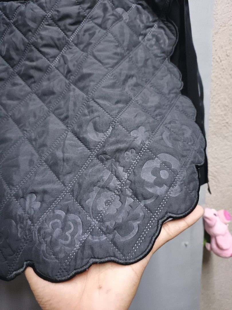 Initial Quilted Skirt Shorts (Category: Shorts) located in Dasmarinas. Submitted by jessputrages (Listing ID 1423059944, Image 3). Description: - Initial skirt-shorts - Unique quilted design - Scalloped hem - Black color - Material: Polyester & Spandex - Side zipper closure - Dry clean only.