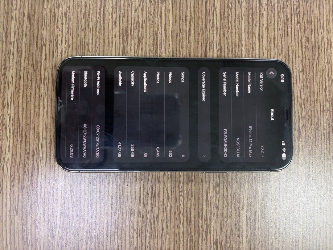 iPhone 12 Pro Max 256GB (Category: iPhone 12 Series) located in Manila. Submitted by chitchirya (Listing ID 1422998149, Image 2). Description: iPhone 12 Pro Max 256GB 97% BH 700+ CC See 3utools (2 last pics) for more info. Issue: With Dent and scratches, at angat ng kaunti yung upper right side which is hindi naman halata and does not affect its performance. Inclusions: Original Box and Cable, Case Pick up at my place in Makati..