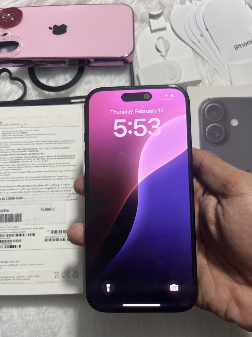 Iphone 16 (Category: iPhone 16 Series) located in Las Pinas. Submitted by myco02 (Listing ID 1422938050, Image 2). Description: Iphone 16 128GB BLACK Price: 34k In new condition ✅ 6 mos old only ✅ ZP/A ✅ 100%BH ✅ 119cc only ✅ Under warranty ✅ AUGUST 25 2026 ✅ Orig box ✅ Lost cord With case✅ Cosmetics: 9.9/10 ✅ Makinis 100% ✅ NTC ✅ ANYSIM ✅ Unlicheck sa meetup Can do swap sa lower iPhone (swapping price is higher: 37k) Meetup: CAVITE / PARAÑAQUE /