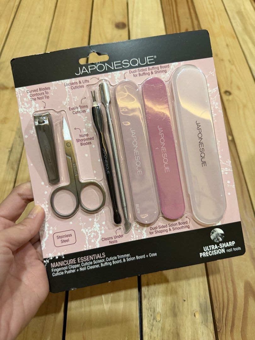 Japonesque Manicure Essentials (Category: Hands & Nails) located in Lipa City. Submitted by lifestyled (Listing ID 1422928670, Image 1). Description: JAPONESQUE Manicure Essentials kit, a collection of precision-crafted stainless steel tools designed for professional-quality nail care at home. This specific set includes six essential components and a storage case to keep them organized. Jewel-Osco Jewel-Osco +3 Kit Components & Functions Fingerna