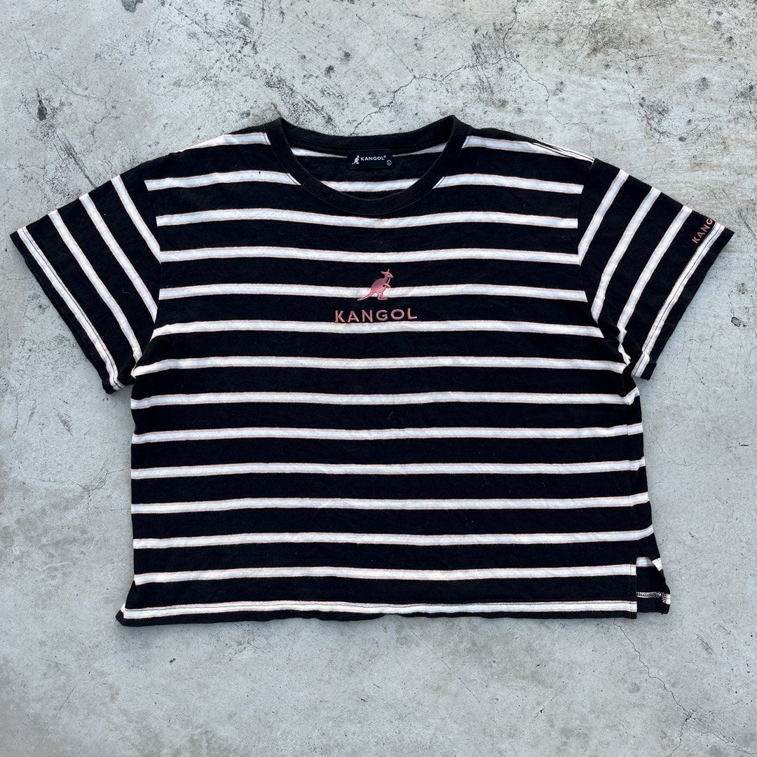 Kangol Boxy Stripe Shirt (black) (Category: Tshirts & Polo Shirts ) located in Bacoor. Submitted by setenta___ (Listing ID 1423067343, Image 1). Description: Bleach stain at the bottom and pinhole Large, 22” x 23” ₱500.