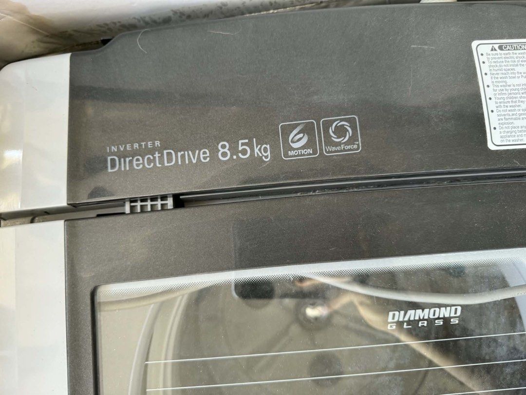 LG Top Load Washing Machine 8.5kg (Category: Washing Machines and Dryers) located in Pasig City. Submitted by jplantsph (Listing ID 1423080305, Image 2). Description: - LG 8.5kg Top Load Washing Machine - Inverter Direct Drive Technology - 6 Motion Wash - WaveForce Technology - Smart Filter - Diamond Glass - Multiple Wash Cycle Options - Silver Color Rush for sale! Rfs: moving out :).