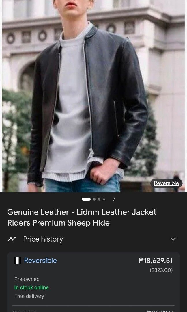 LIDNM cafe racer mens jacket (Category: Coats, Jackets and Outerwear) located in Baguio. Submitted by archival_thrifted.ph. (Listing ID 1422992872, Image 2). Description: FOR SALE‼️ .LIDNM CAFE RACER MENS JACKET .💯 REAL LEATHER .EXCELLENT CONDITION .SIZE MEDIUM ON TAG,CAN FIT SMALL .PHP 2500 PLUS SF .RETAIL PRICE : 18,600 .❌❌ COP/COD .MOP GCASH .COURIER J&T .BAGUIO AREA .DM FOR SURE BUYER TY.