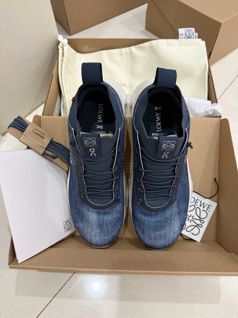 Loewe x On Cloudtilt Denim Sneakers (Category: Sneakers) located in Manila. Submitted by act23 (Listing ID 1422968677, Image 3). Description: AUTHENTIC - Loewe x On Cloudtilt sneakers - Denim upper - Loewe logo on side and tongue - Includes extra laces, dust bag, and original box - White sole - Blue color scheme Likenew Condition.